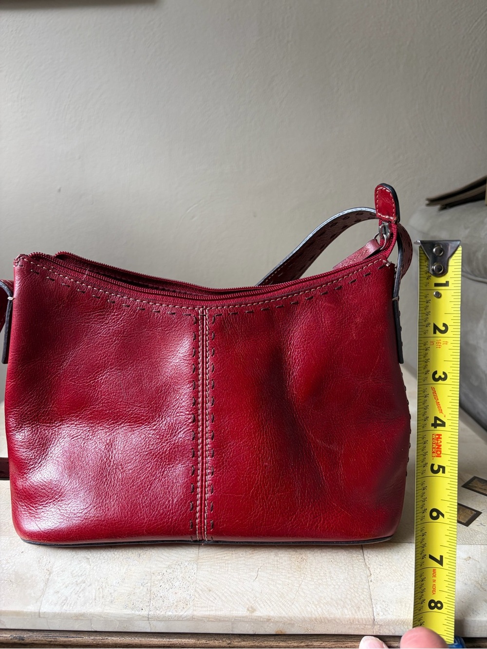 Red Leather Shoulder Bag - Picture 2 of 6